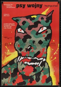 2g0689 DOGS OF WAR Polish 27x38 1984 different bloody camouflage canine art by Waldemar Swierzy!