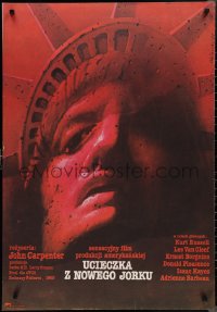 2g0690 ESCAPE FROM NEW YORK Polish 27x39 1983 different art of Lady Liberty by Wieslav Walkuski!