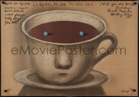 2g0701 WISH YOU WERE HERE Polish 27x38 1987 Emily Lloyd, Stasys art of coffee cup w/eyes!