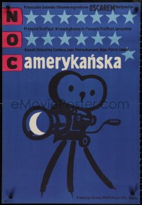 2g0633 DAY FOR NIGHT Polish 22x33 1973 Francois Truffaut, cool different movie camera art by Flisak!