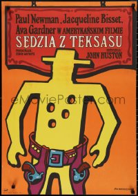 2g0650 LIFE & TIMES OF JUDGE ROY BEAN Polish 23x33 1975 John Huston, art of cowboy by Mlodozeniec!