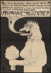 2g0652 MALE HUNT Polish 23x33 1969 La chasse a l'homme, wild Starowieyski art of monster bride!