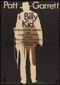 2g0656 PAT GARRETT & BILLY THE KID Polish 23x32 1975 great Wasilewski cowboy silhouette art!