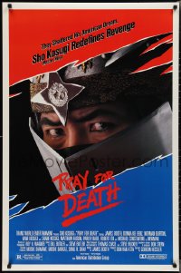 2g1347 PRAY FOR DEATH 1sh 1986 cool super close up of Japanese masked ninja Sho Kosugi!