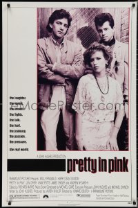 2g1349 PRETTY IN PINK 1sh 1986 great portrait of Molly Ringwald, Andrew McCarthy & Jon Cryer!