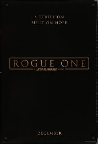 2g1382 ROGUE ONE teaser DS 1sh 2016 Star Wars Story, classic title design over black background!