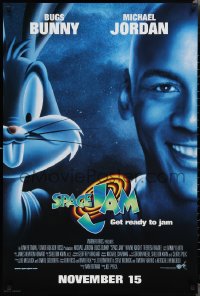 2g1412 SPACE JAM advance DS 1sh 1996 cool dark image of Michael Jordan & Bugs Bunny in outer space!