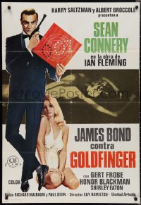 2g0278 GOLDFINGER Spanish R1978 great different art of Sean Connery as James Bond!