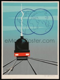 2g0486 PIERRE FIX MASSEAU signed 12x16 art print 1979 by the artist, Train and Globes!