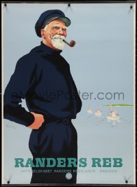 2g0037 RANDERS REB 24x33 Danish advertising poster 1949 great art of sailor smoking pipe!