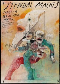 2g0046 STENDAL MACHT'S 33x47 stage poster 1990s wild Wiktor Sadowski art of clowns!
