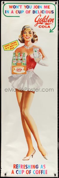 2g0038 SUN DROP 20x62 advertising poster 1950s join sexy woman in a delicious cup of Golden Cola!