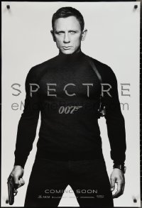 2g1416 SPECTRE int'l teaser DS 1sh 2015 cool b/w image of Daniel Craig as James Bond 007 with gun!