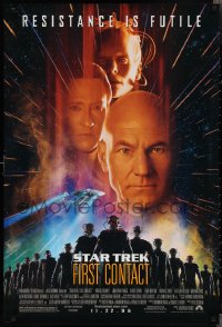 2g1430 STAR TREK: FIRST CONTACT advance 1sh 1996 Jonathan Frakes, Stewart, Spiner, sexy Borg Krige!