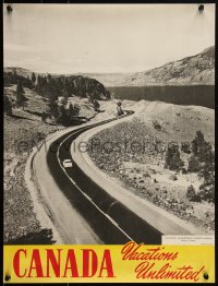 2g0160 CANADA VACATIONS UNLIMITED 17x22 Canadian travel poster 1950s cool image of highway!