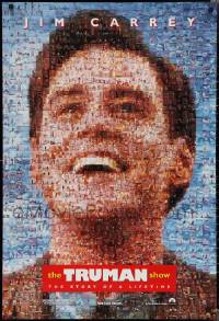 2g1469 TRUMAN SHOW teaser DS 1sh 1998 really cool mosaic art of Jim Carrey, Peter Weir