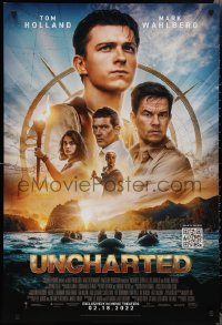 2g1476 UNCHARTED advance DS 1sh 2022 great image of Tom Holland as Nathan Drake, Mark Wahlberg!