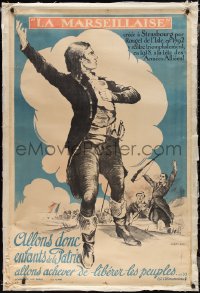 2g0005 LA MARSEILLAISE French 31x47 war poster 1910s Jacques Carlu art of French soldiers, ultra rare!