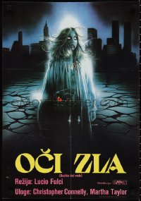2g0218 EYE OF THE EVIL DEAD Yugoslavian 19x27 1982 Fulci's Manhattan Baby, female ghoul by Sciotti!