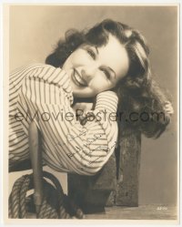 2h0702 DEANNA DURBIN signed deluxe 7.75x9.5 still 1941 smiling portrait of the pretty leading lady!
