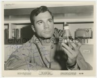 2h0749 GEORGE MAHARIS signed 8.25x10 still 1965 cool close-up holding beaker in The Satan Bug!
