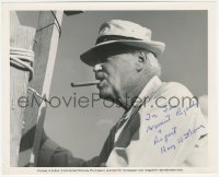 2h0768 HENRY HATHAWAY signed 8x10 still 1970s great close up of the director smoking cigar!