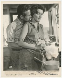 2h0773 HUD signed 8x10.25 still 1963 by Patricia Neal, who is with Paul Newman in the kitchen