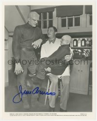 2h0786 JAMES ARNESS signed 8x10 still 1951 candid in full monster makeup on the set of The Thing!
