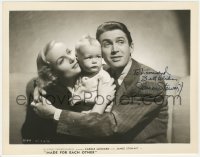 2h0796 JAMES STEWART signed 8x10 still 1939 portrait w/ Carole Lombard & baby in Made For Each Other