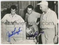 2h0770 HOUDINI signed 7x9 still 1953 by BOTH Janet Leigh AND Tony Curtis, great candid in magic box!