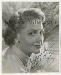 2h0804 JANIS CARTER signed 8x9.75 still 1951 great smiling semi-profile close-up portrait!