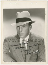2h0859 LLOYD NOLAN signed 8x11 key book still 1930s great portrait wearing suit & tie with hat!