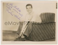2h0890 MICHAEL WHALEN signed 8x10.25 still 1930s who writes that he demonstrating warming his ankles!