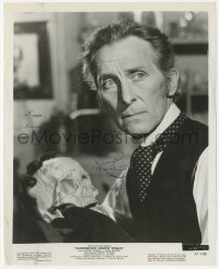 2h0920 PETER CUSHING signed 8.25x10 still 1967 close-up with skull in Frankenstein Created Woman!