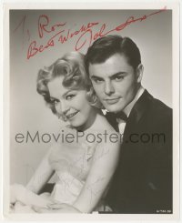 2h0932 RELUCTANT DEBUTANTE signed 8x10 still 1958 by BOTH John Saxon AND Sandra Dee, best portrait!