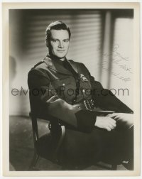 2h0938 RICHARD WEBB signed 8x10.25 still 1940s great seated smiling portrait in uniform!