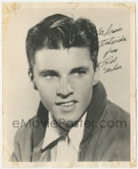 2h0940 RICKY NELSON signed deluxe 8x10 still 1950s great teenage head & shoulders portrait!