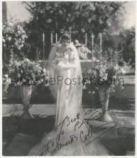 2h0362 CLAUDETTE COLBERT signed book page 1970s in wedding gown from It Happened One Night!