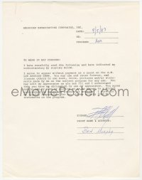 2h0070 BEN MURPHY signed contract 1983 appearing on A.M. Los Angeles TV show!