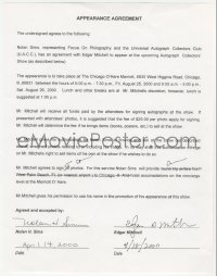 2h0076 EDGAR MITCHELL signed contract 2000 appearing at autograph show, he walked on the moon!