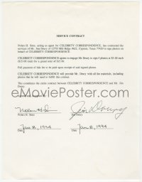 2h0079 JAMES DRURY signed contract 1994 appearing at autograph show, he was TV's The Virginian!