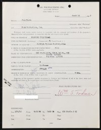 2h0082 JANE FONDA signed contract 1962 she was paid $750 to be on the night time Password show!