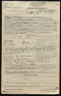 2h0086 RICHARD E. NORMAN signed contract 1939 his Norman Studios made great black cast movies!