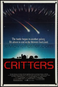 2h0259 CRITTERS signed style B 1sh 1986 by music composer David Newman, cool alien monster art!