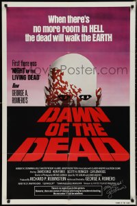 2h0261 DAWN OF THE DEAD signed 1sh 1979 by George Romero, when there's no more room in HELL!