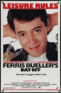 2h0157 FERRIS BUELLER'S DAY OFF signed 1sh 1986 by Matthew Broderick, John Hughes teen classic!