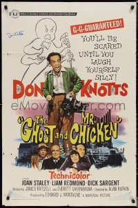 2h0267 GHOST & MR. CHICKEN signed 1sh 1966 by Don Knotts, be scared until you laugh yourself silly!