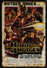 2h0158 HOBO WITH A SHOTGUN signed DS 1sh 2011 by Jason Eisener, The Dude Designs art of Rutger Hauer!