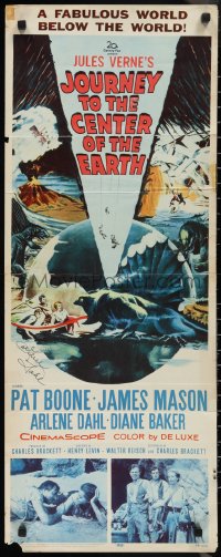 2h0203 JOURNEY TO THE CENTER OF THE EARTH signed insert 1959 by Arlene Dahl, great sci-fi artwork!
