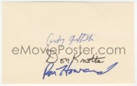 2h0597 ANDY GRIFFITH SHOW 4 signed index cards 1980s by Griffith, Knotts, Howard, Nabors & 2 more!